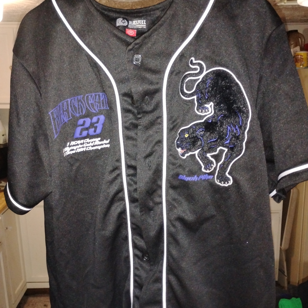 Black Cat Men's Black Baseball Jersey
